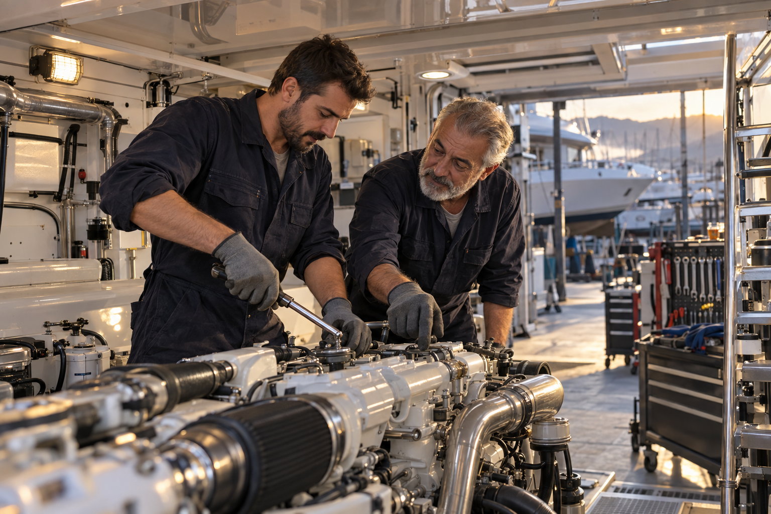Marin motor bakım çalışması