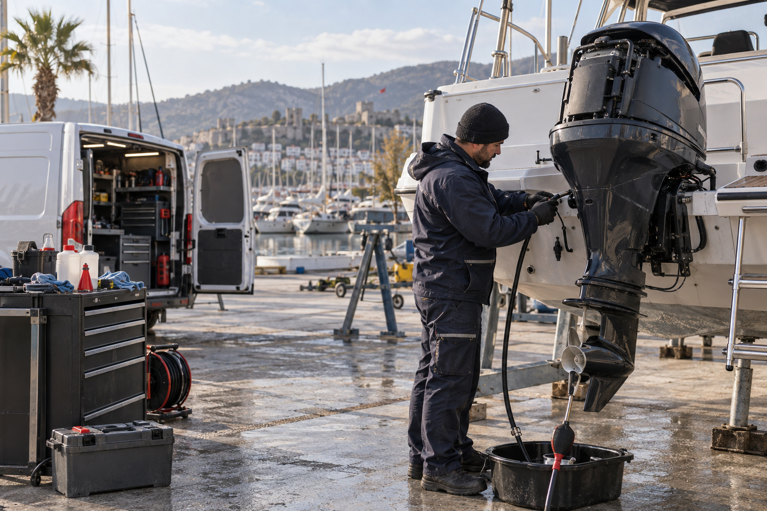 Tekne üzerinde mobil servis